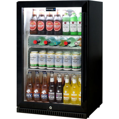 Schmick Black Bar Fridge Tropical Rated With Heated Glass and Triple Glazing 1 Door - Model SK118L-B