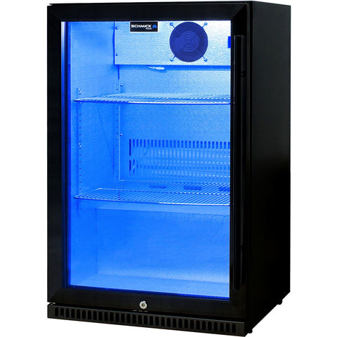Schmick Black Bar Fridge Tropical Rated With Heated Glass and Triple Glazing 1 Door - Model SK118L-B