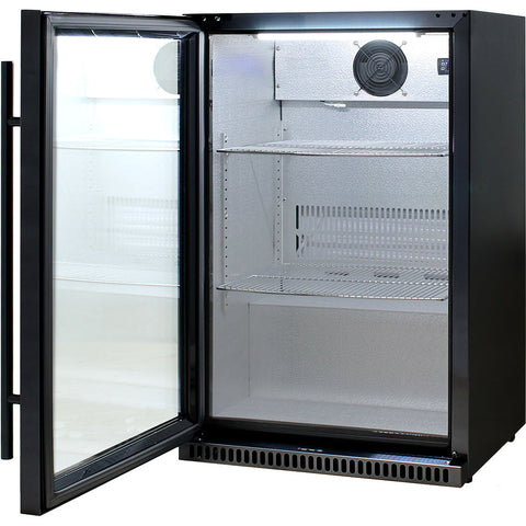 Schmick Black Bar Fridge Tropical Rated With Heated Glass and Triple Glazing 1 Door - Model SK118L-B