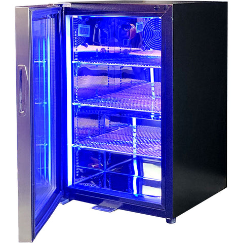 Classy Quiet 69Ltr Triple Glazed Bar Fridge With Blue and White Led - Model SK68L-SS