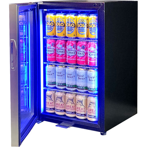 Classy Quiet 69Ltr Triple Glazed Bar Fridge With Blue and White Led - Model SK68L-SS