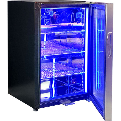 Classy Quiet 69Ltr Triple Glazed Bar Fridge With Blue and White Led - Model SK68R-SS