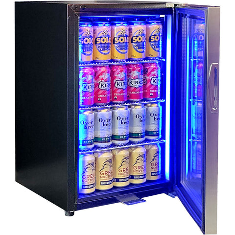 Classy Quiet 69Ltr Triple Glazed Bar Fridge With Blue and White Led - Model SK68R-SS