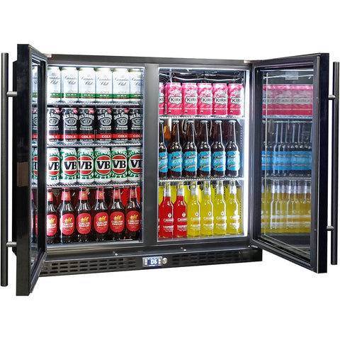 Schmick Twin Door Quiet Running Black Heated Glass Door Bar Fridge - Model SK206-B-HD