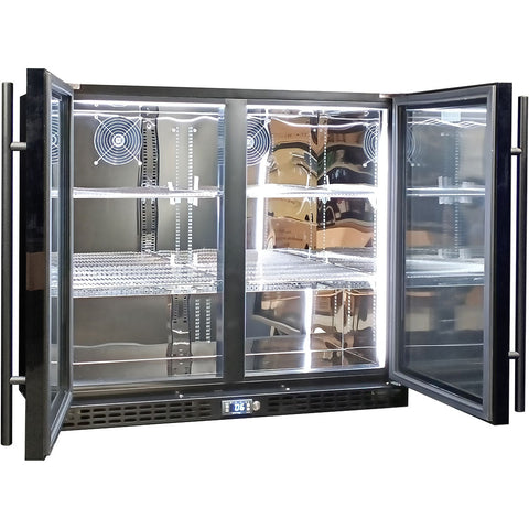 Schmick Twin Door Quiet Running Black Heated Glass Door Bar Fridge - Model SK206-B-HD