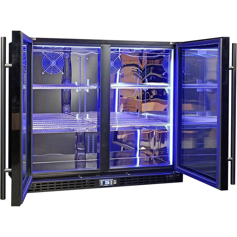 Schmick Twin Door Quiet Running Black Heated Glass Door Bar Fridge - Model SK206-B-HD
