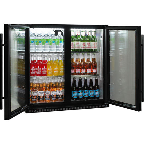Schmick Black Bar Fridge 2 Door With Heated Glass and Triple Glazing - Model SK190-B