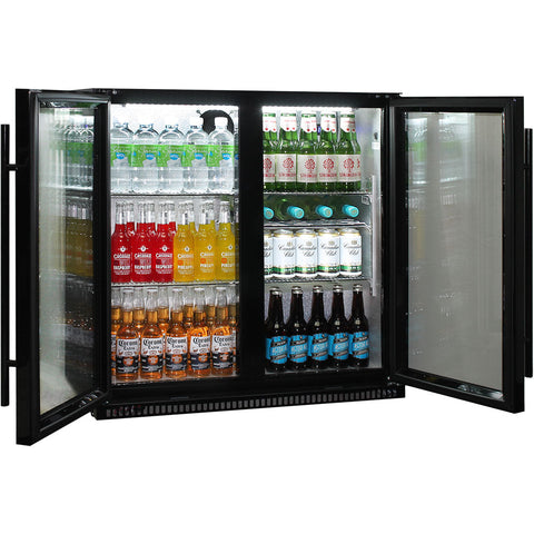 Schmick Black Bar Fridge 2 Door With Heated Glass and Triple Glazing - Model SK190-B