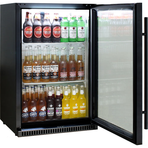 Schmick Black Bar Fridge Tropical Rated With Heated Glass and Triple Glazing 1 Door - Model SK118R-B