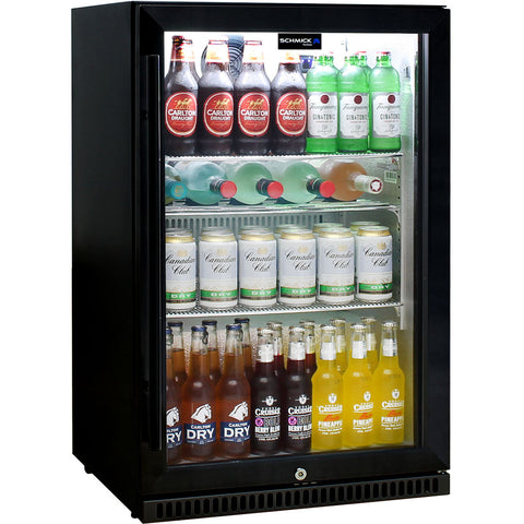 Schmick Black Bar Fridge Tropical Rated With Heated Glass and Triple Glazing 1 Door - Model SK118R-B