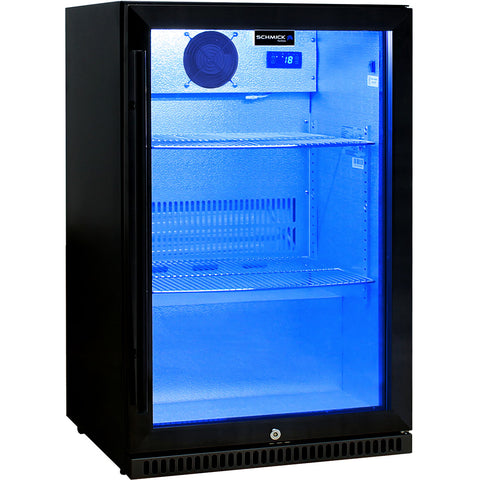 Schmick Black Bar Fridge Tropical Rated With Heated Glass and Triple Glazing 1 Door - Model SK118R-B