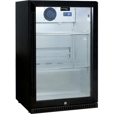 Schmick Black Bar Fridge Tropical Rated With Heated Glass and Triple Glazing 1 Door - Model SK118R-B