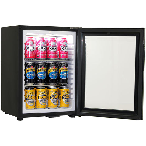 Schmick Black Glass Door Mini Bar Accommodation Fridge Quiet Running With Shallow Depth - Model SK40-B