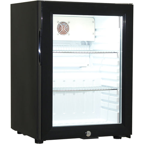 Schmick Black Glass Door Mini Bar Accommodation Fridge Quiet Running With Shallow Depth - Model SK40-B