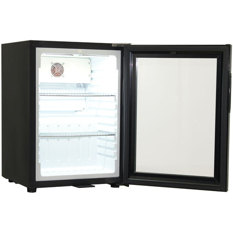 Schmick Black Glass Door Mini Bar Accommodation Fridge Quiet Running With Shallow Depth - Model SK40-B