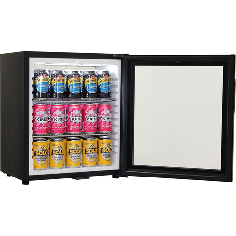 Schmick Black Glass Door Mini Bar Accommodation Fridge Quiet Running With Shallow Depth - Model SK55-B