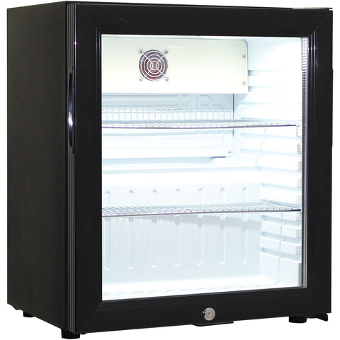 Schmick Black Glass Door Mini Bar Accommodation Fridge Quiet Running With Shallow Depth - Model SK55-B