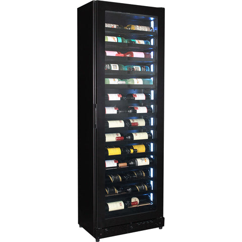Upright Super Slim Depth Quiet Running Glass Front Wine Fridge With 5 x LED Color Options - Model SK168W