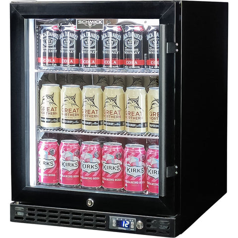 Schmick Quiet Running Front Venting Under Bench Heated Glass Door Bar Fridge - Model SK86L-B-HD