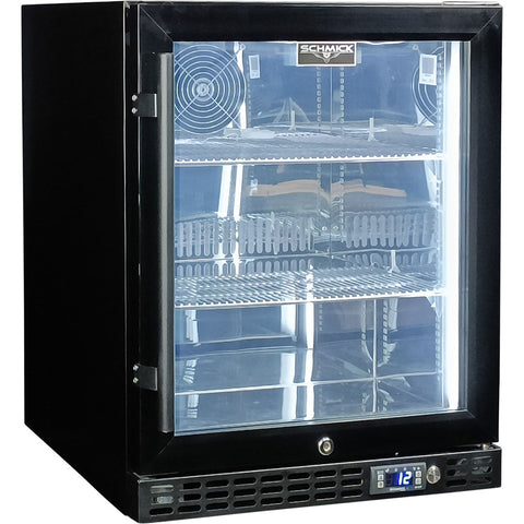 Schmick Quiet Running Front Venting Under Bench Heated Glass Door Bar Fridge - Model SK86R-B-HD