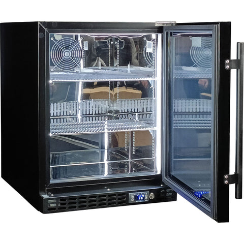 Schmick Quiet Running Front Venting Under Bench Heated Glass Door Bar Fridge - Model SK86R-B-HD