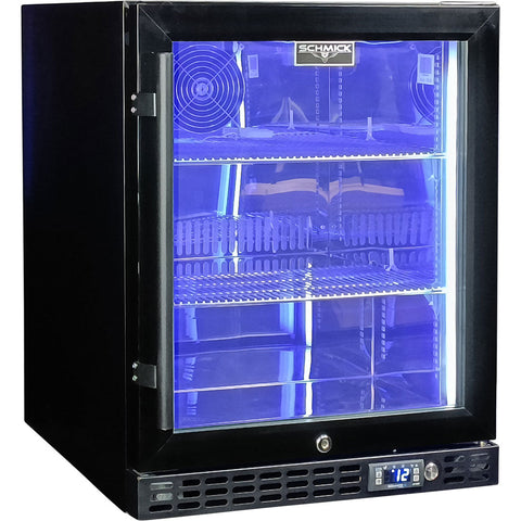 Schmick Quiet Running Front Venting Under Bench Heated Glass Door Bar Fridge - Model SK86R-B-HD