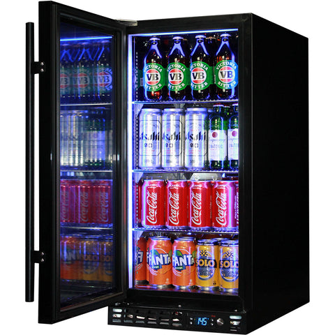 Schmick Black Quiet Running Front Venting Under Bench Heated Glass Door Bar Fridge - Model SK92L-B-HD