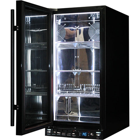Schmick Black Quiet Running Front Venting Under Bench Heated Glass Door Bar Fridge - Model SK92L-B-HD