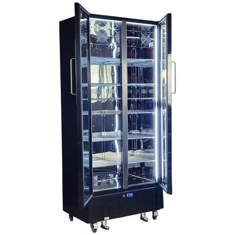 Schmick Upright Classy Energy Efficient 2 Door Heated Glass Bar Fridge - Model SK668-B-HD