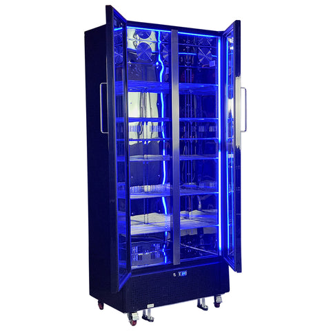 Schmick Upright Classy Energy Efficient 2 Door Heated Glass Bar Fridge - Model SK668-B-HD