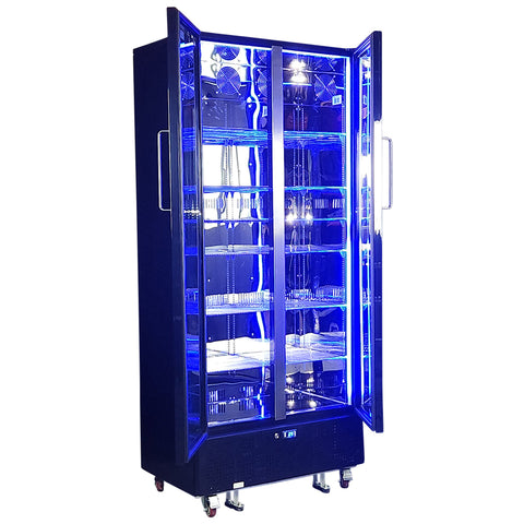Schmick Upright Classy Energy Efficient 2 Door Heated Glass Bar Fridge - Model SK668-B-HD