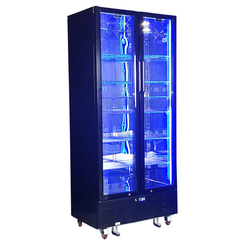 Schmick Upright Classy Energy Efficient 2 Door Heated Glass Bar Fridge - Model SK668-B-HD