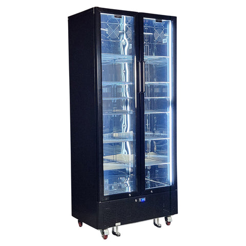 Schmick Upright Classy Energy Efficient 2 Door Heated Glass Bar Fridge - Model SK668-B-HD