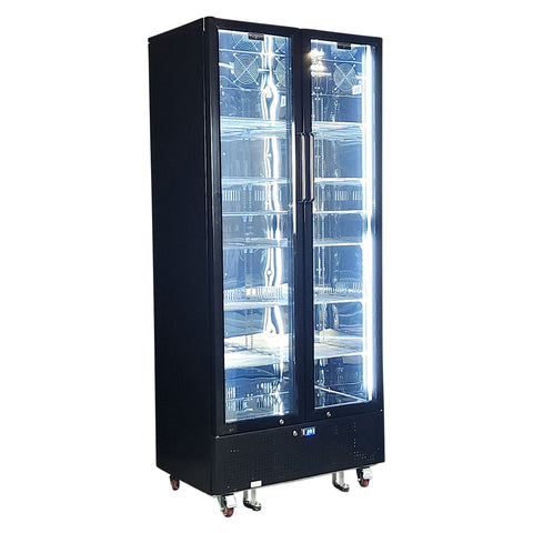 Schmick Upright Classy Energy Efficient 2 Door Heated Glass Bar Fridge - Model SK668-B-HD