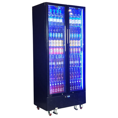 Schmick Upright Classy Energy Efficient 2 Door Heated Glass Bar Fridge - Model SK668-B-HD