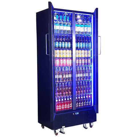Schmick Upright Classy Energy Efficient 2 Door Heated Glass Bar Fridge - Model SK668-B-HD