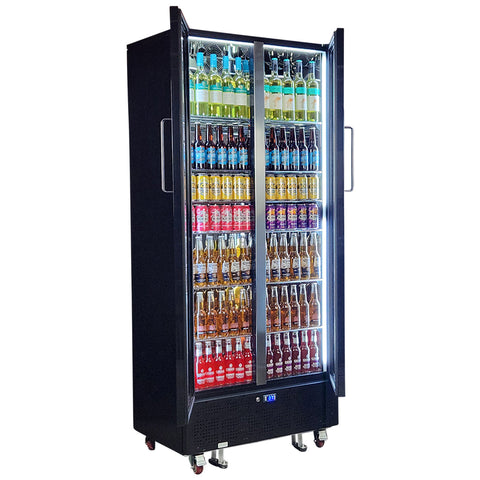 Schmick Upright Classy Energy Efficient 2 Door Heated Glass Bar Fridge - Model SK668-B-HD