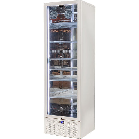 Schmick Classy White Upright Heated Glass 1 Door Bar Fridge - Model SK422L-W-HD