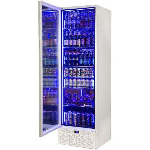Schmick Classy White Upright Heated Glass 1 Door Bar Fridge - Model SK422L-W-HD