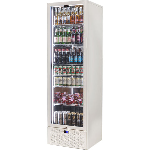 Schmick Classy White Upright Heated Glass 1 Door Bar Fridge - Model SK422L-W-HD