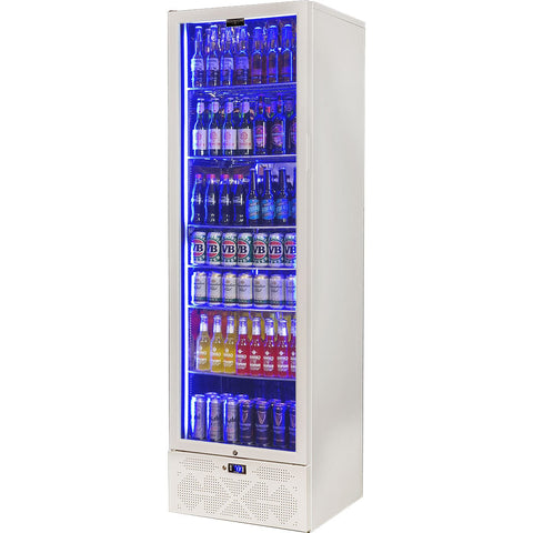 Schmick Classy White Upright Heated Glass 1 Door Bar Fridge - Model SK422L-W-HD