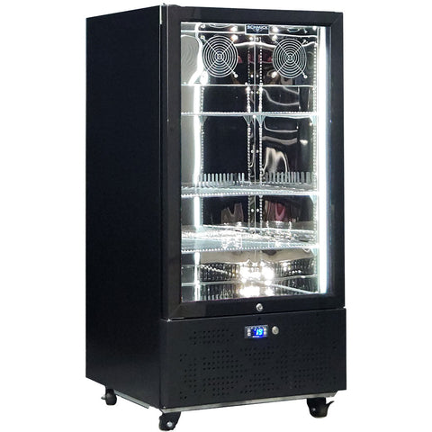 Schmick Short Upright Heated Glass 1 Door Bar Fridge - Model SK220L-B-HD