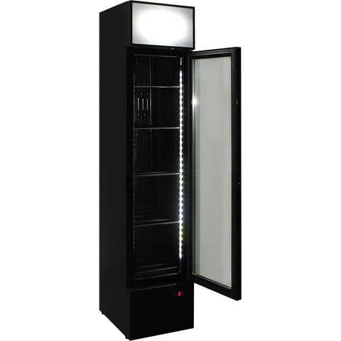 A Schmick Skinny Upright Glass Door Bar Fridge Triple Glazed LOW E Glass, Lock And LED Light Box - Model SS-P160FA