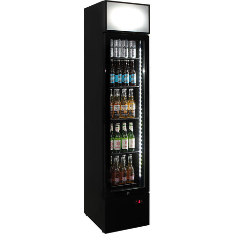 A Schmick Skinny Upright Glass Door Bar Fridge Triple Glazed LOW E Glass, Lock And LED Light Box - Model SS-P160FA