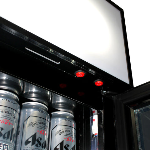 A Schmick Skinny Upright Glass Door Bar Fridge Triple Glazed LOW E Glass, Lock And LED Light Box - Model SS-P160FA
