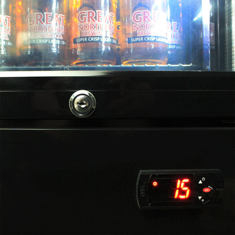 A Schmick Skinny Upright Glass Door Bar Fridge Triple Glazed LOW E Glass, Lock And LED Light Box - Model SS-P160FA