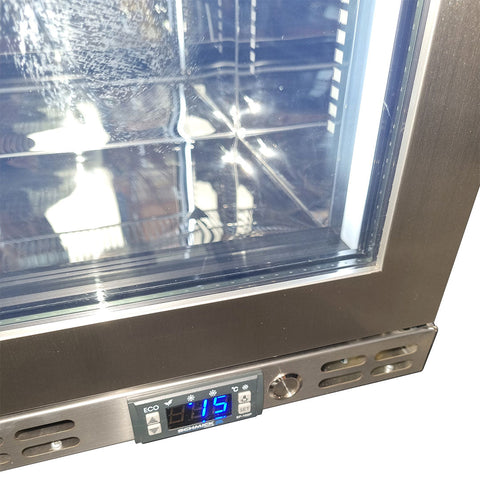 Schmick Stainless Steel Quiet Front Venting Under Bench Heated Glass Door Bar Fridge - Model SK146L-HD