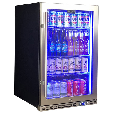 Schmick Stainless Steel Quiet Front Venting Under Bench Heated Glass Door Bar Fridge - Model SK146R-HD