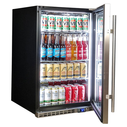 Schmick Stainless Steel Quiet Front Venting Under Bench Heated Glass Door Bar Fridge - Model SK146R-HD