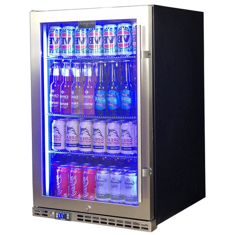 Schmick Stainless Steel Quiet Front Venting Under Bench Heated Glass Door Bar Fridge - Model SK146L-HD